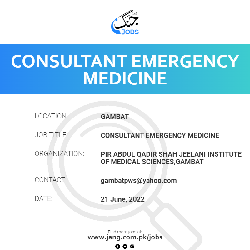 Consultant Emergency Medicine
