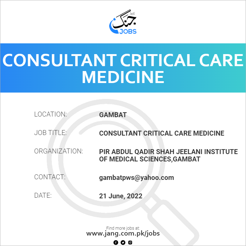 Consultant Critical Care Medicine