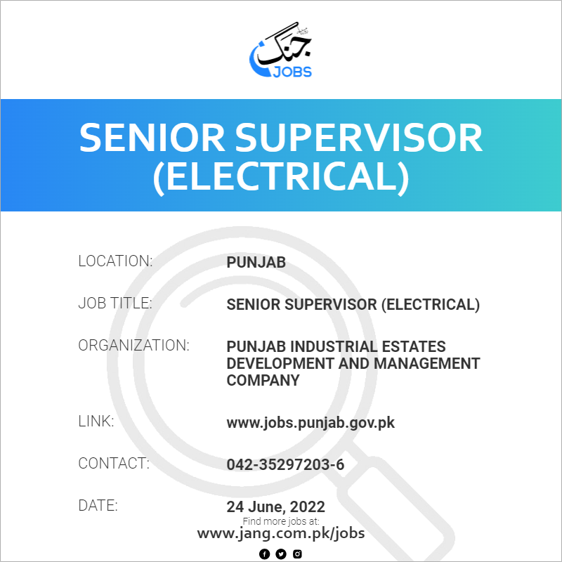 Senior Supervisor (Electrical)