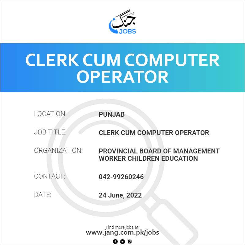 Clerk Cum Computer Operator