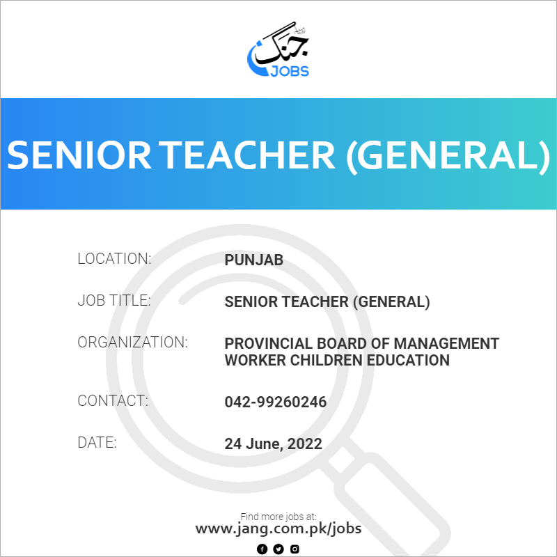 Senior Teacher (General)