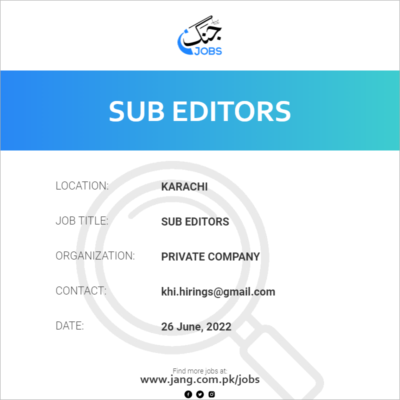 Sub Editors