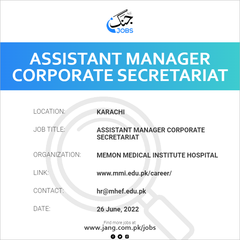 Assistant Manager Corporate Secretariat