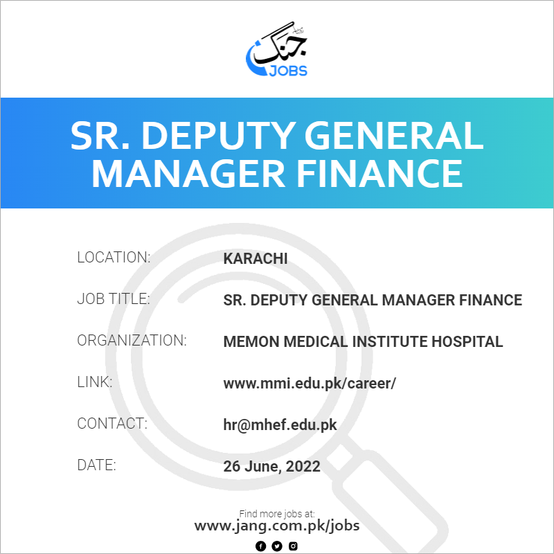 SR. Deputy General Manager Finance