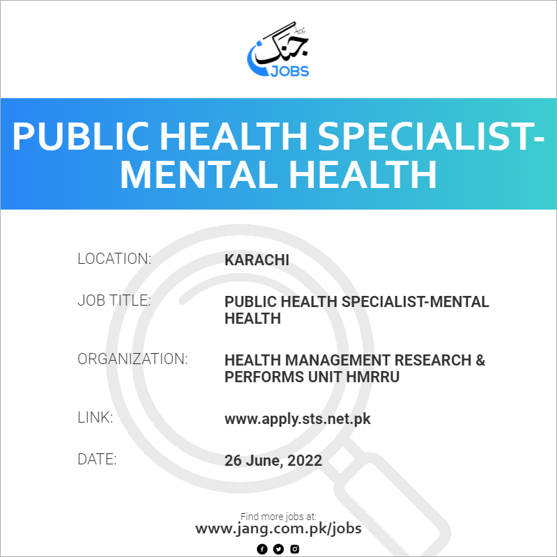  Public Health Specialist-Mental Health