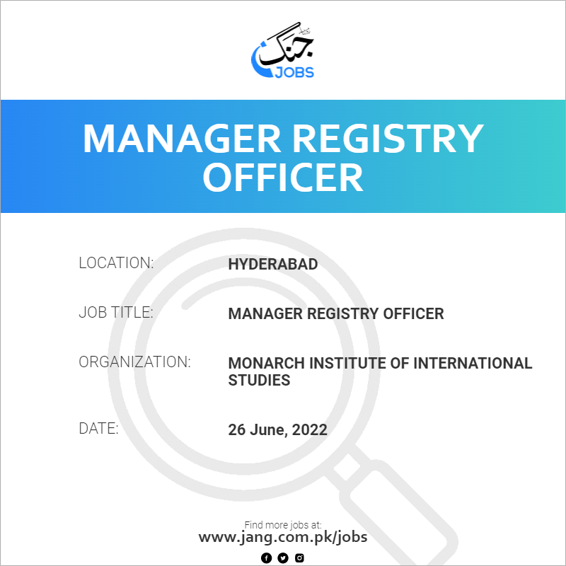 Manager Registry Officer