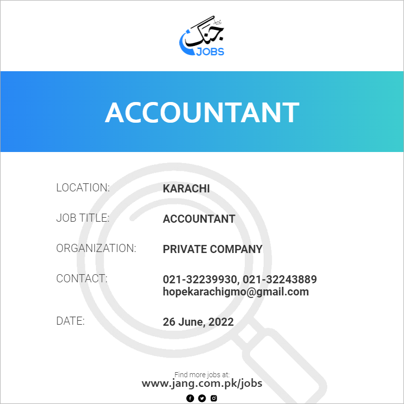 Accountant Jobs In School Karachi