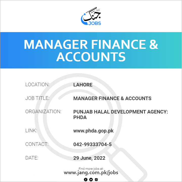 Manager Finance & Accounts