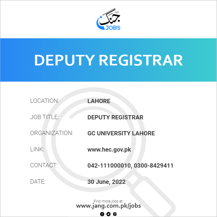 Duties Of Deputy Registrar In University