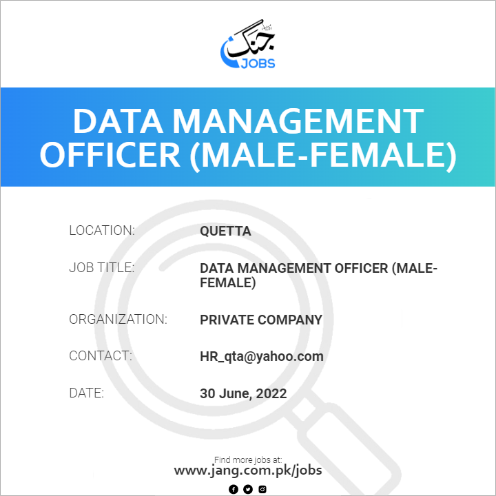 Data Management Officer (Male-Female)