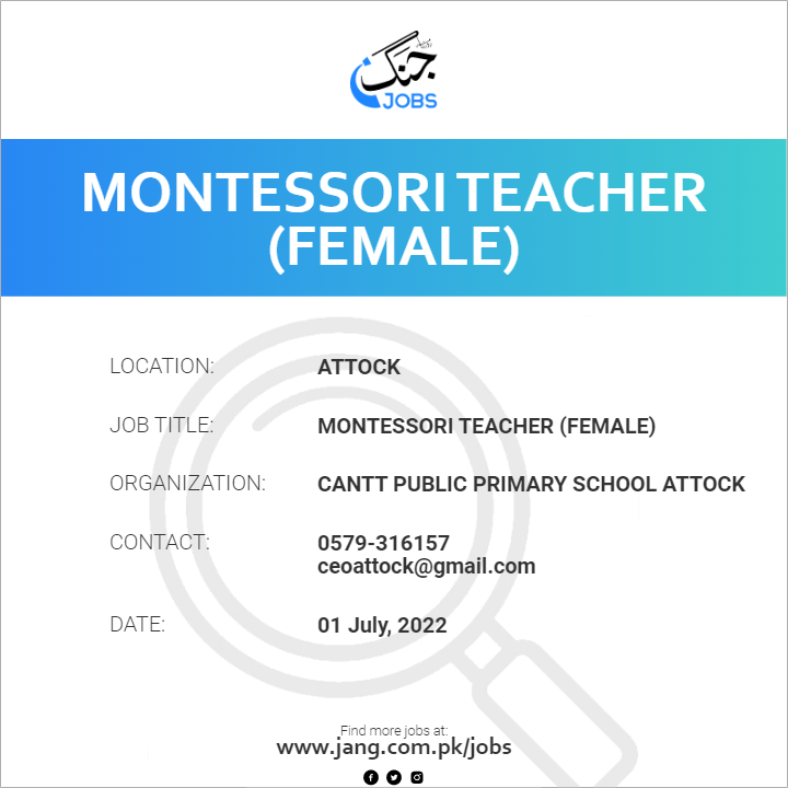 Montessori Teacher (Female)