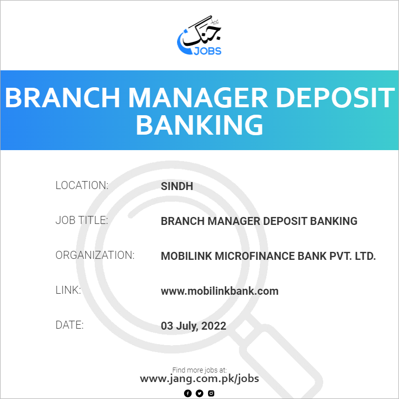 Branch Manager Deposit Banking