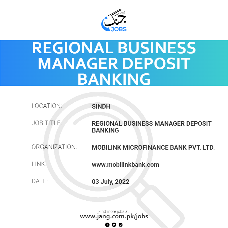 Regional Business Manager Deposit Banking