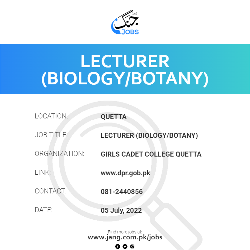 Lecturer (Biology/Botany)