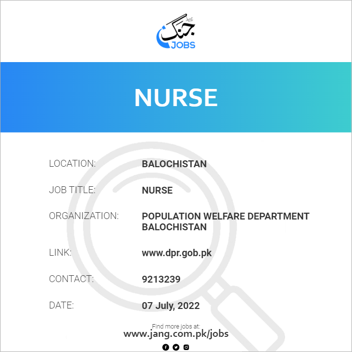 nurse-job-population-welfare-department-balochistan-jobs-in