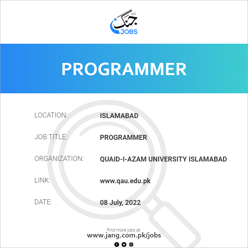 programmer-job-quaid-i-azam-university-islamabad-jobs-in-islamabad