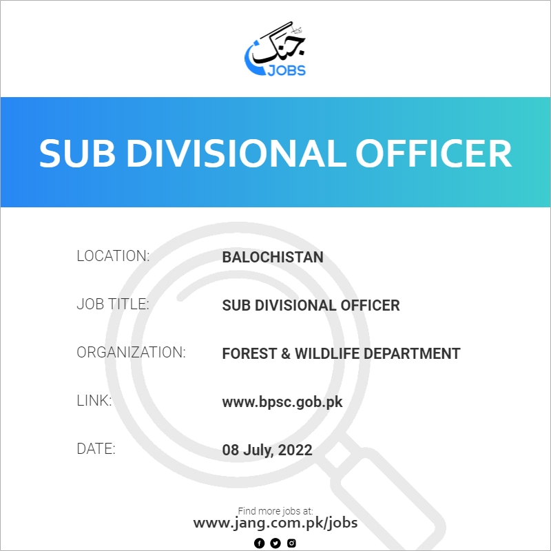 sub-divisional-officer-job-forest-wildlife-department-jobs-in