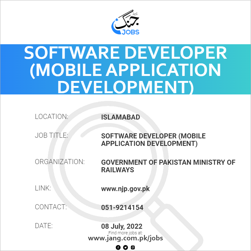 Software Developer (mobile Application Development) Job – Government Of ...