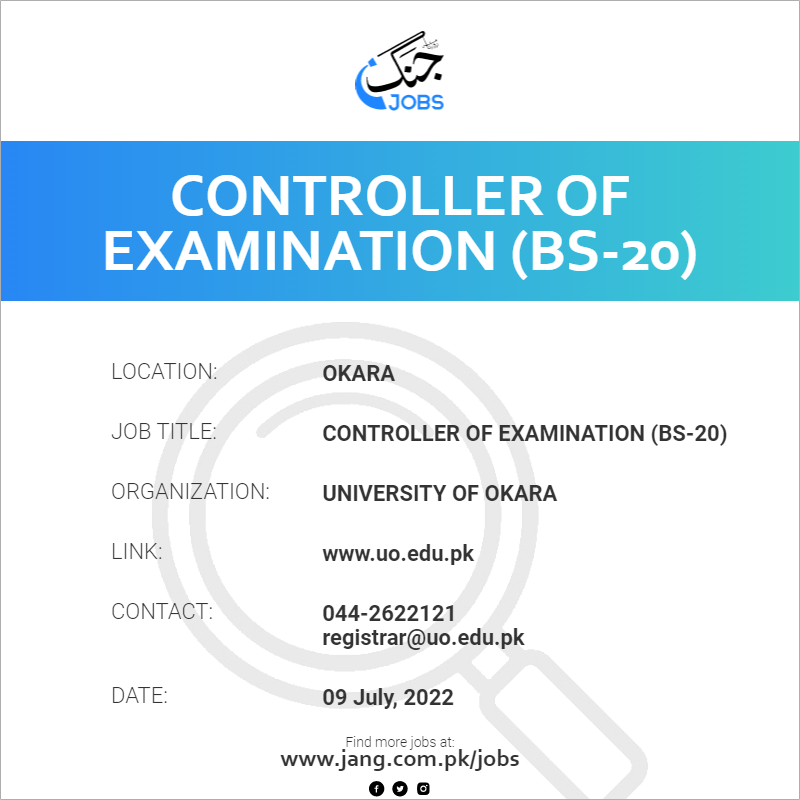 Controller Of Examination (BS-20)