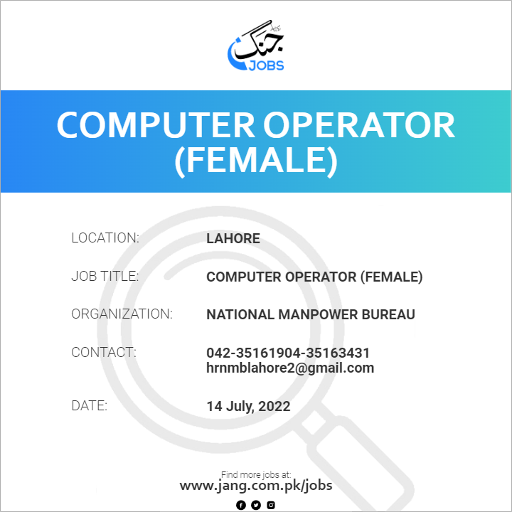 Computer Operator (Female)