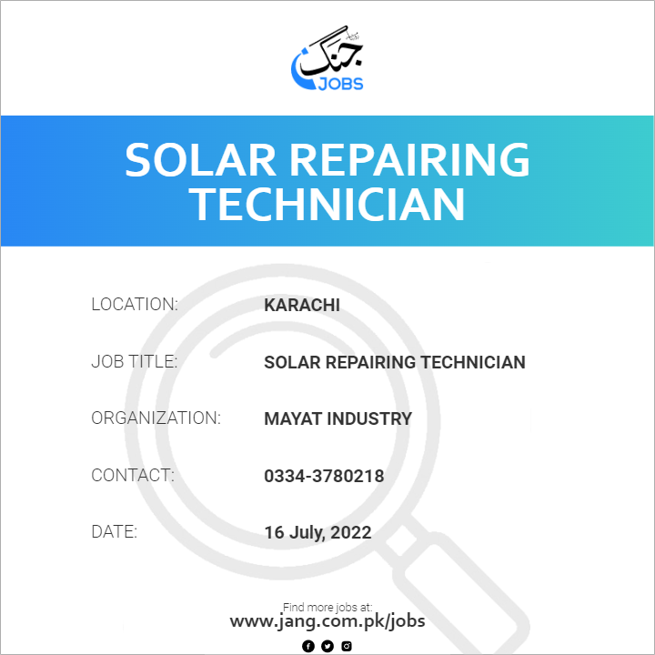 Solar Repairing Technician