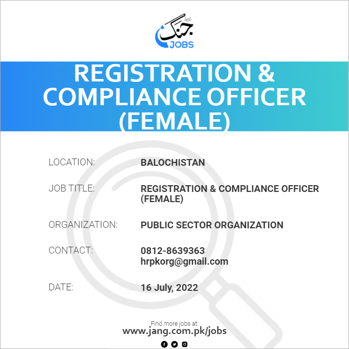 Registration & Compliance Officer (Female)