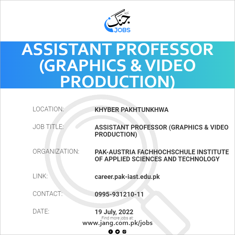 Assistant Professor (Graphics & Video Production)