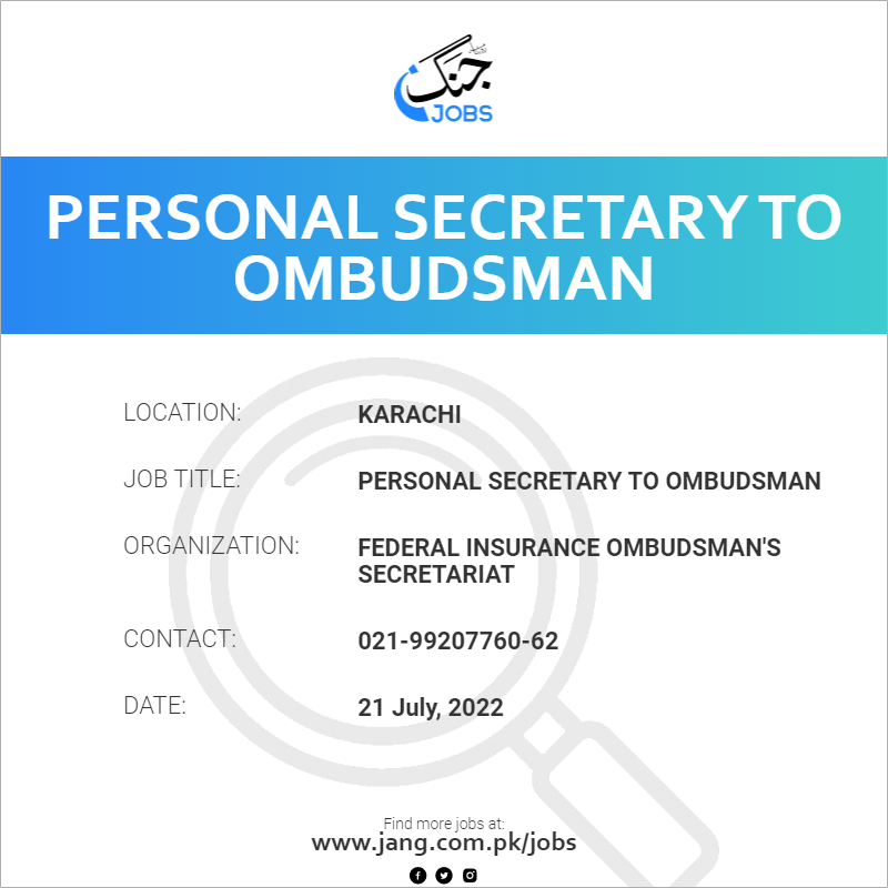 Personal Secretary To Ombudsman