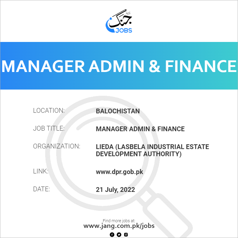 Manager Admin & Finance