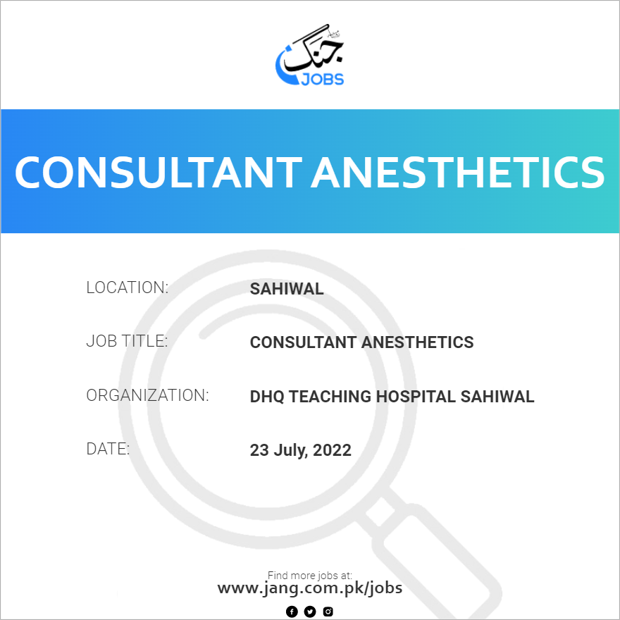Consultant Anesthetics