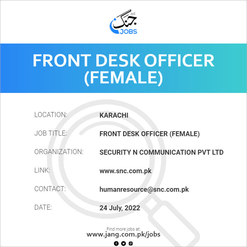 Front Desk Officer (Female)