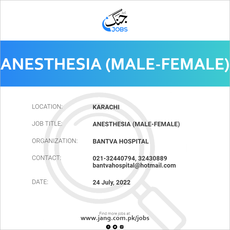 Anesthesia  (Male-Female)