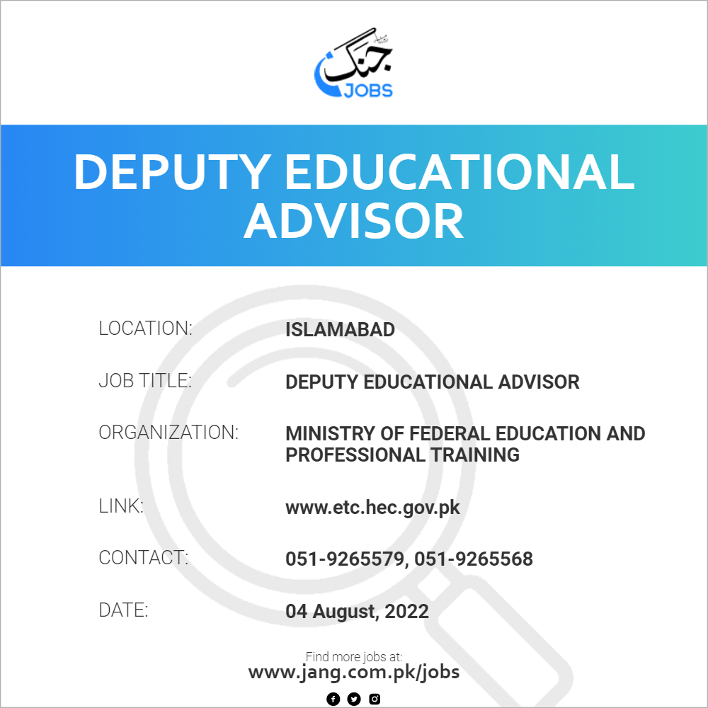 deputy-educational-advisor-job-ministry-of-federal-education-and