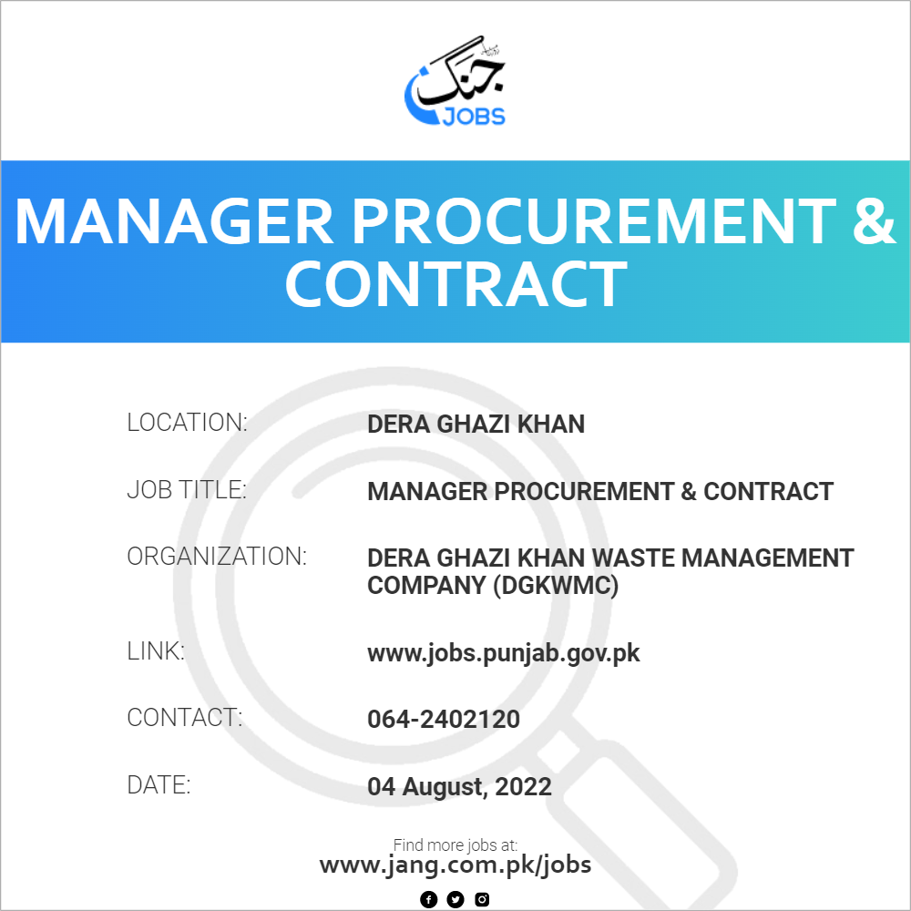 Manager Procurement & Contract