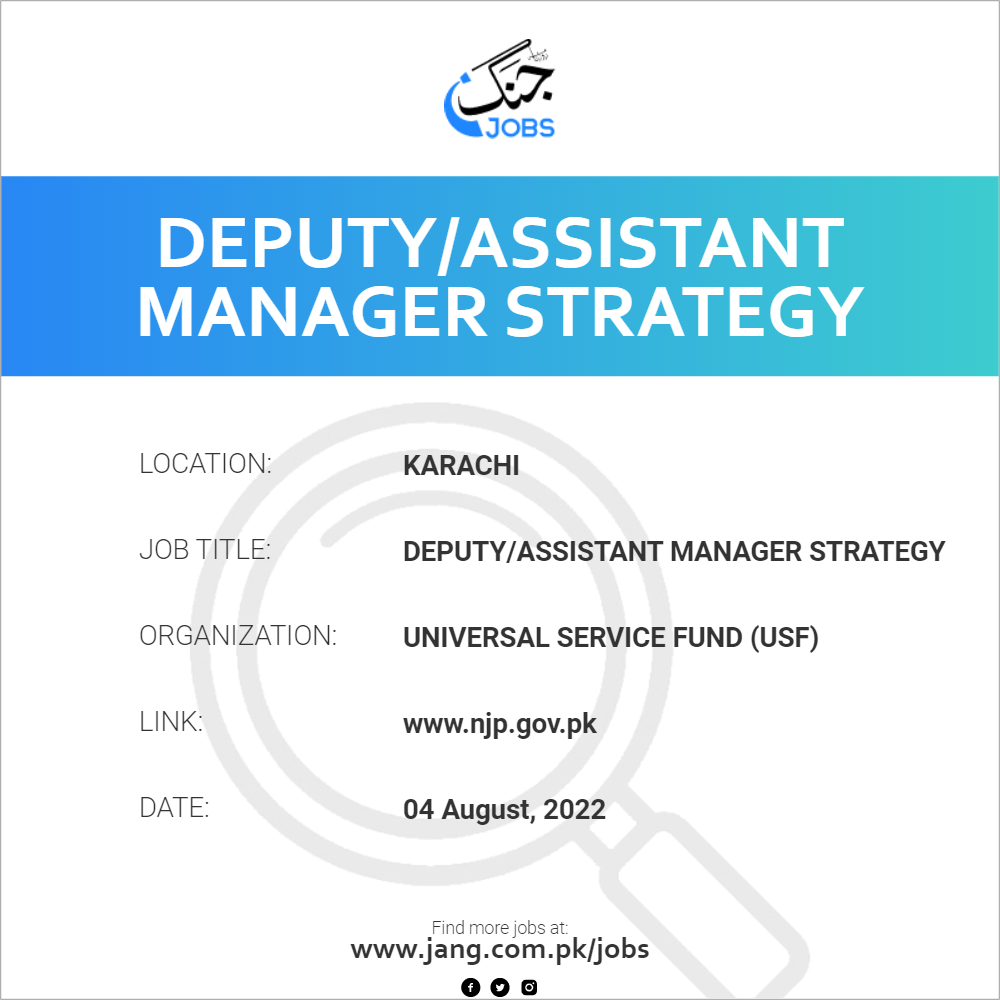 Deputy/Assistant Manager Strategy