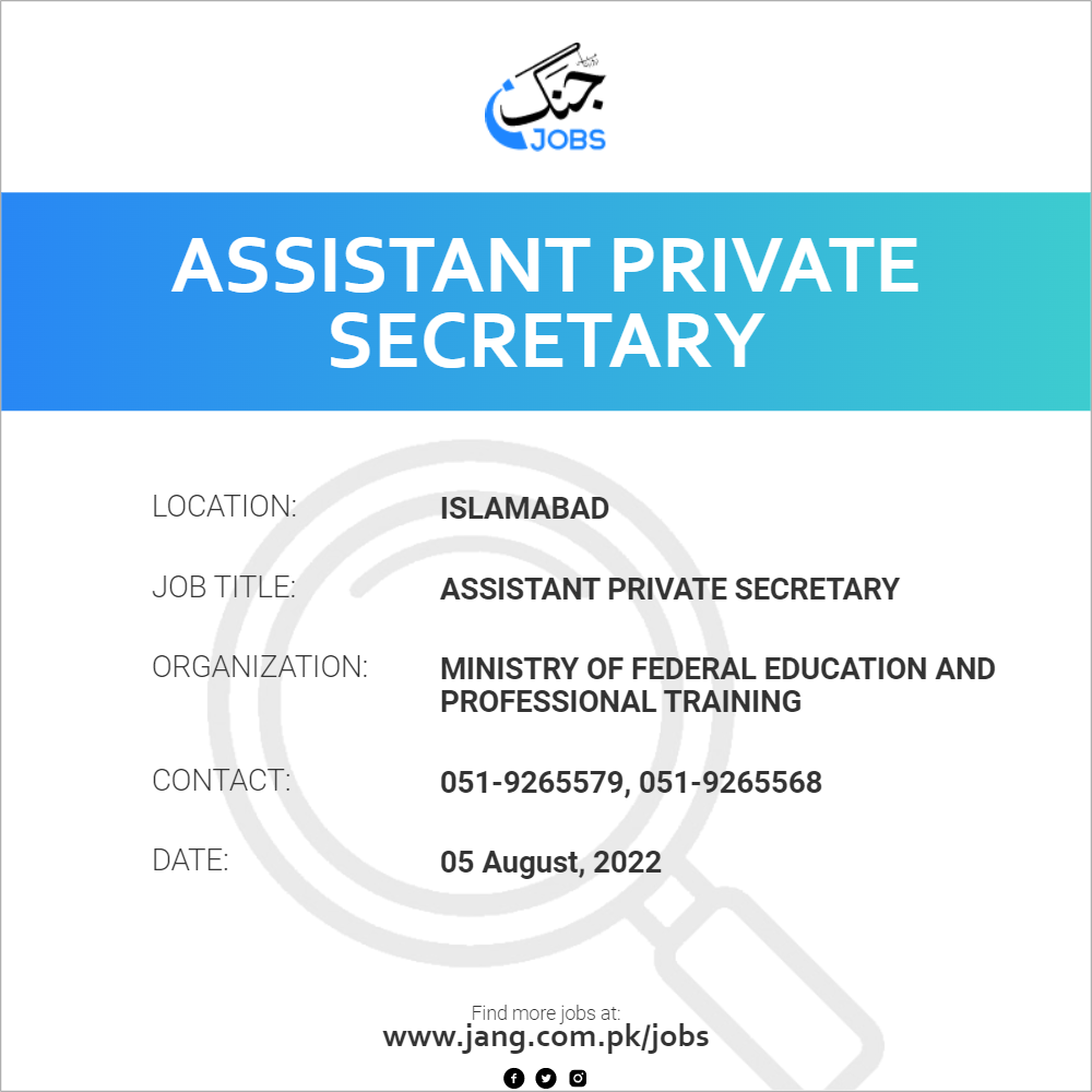 assistant-private-secretary-job-ministry-of-federal-education-and