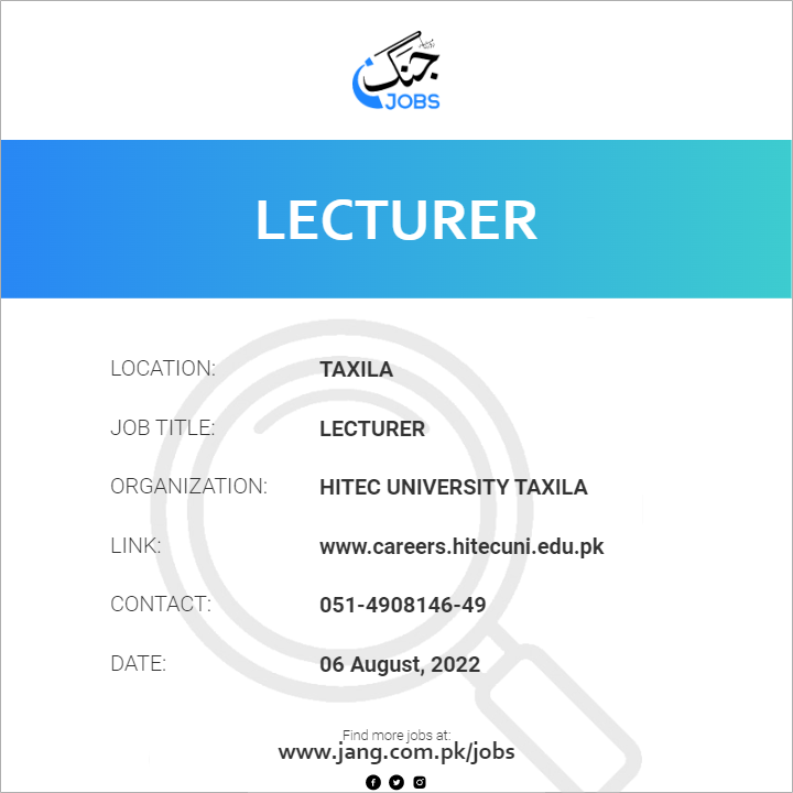 lecturer-job-hitec-university-taxila-jobs-in-taxila-49058