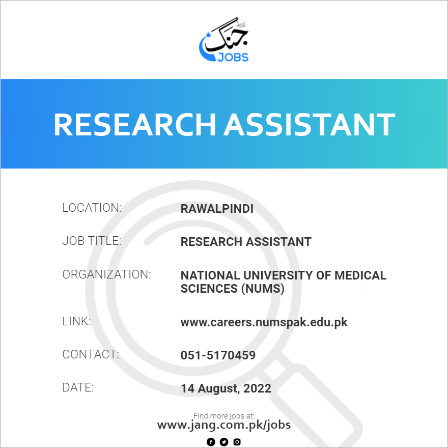 research assistant jobs in rawalpindi islamabad