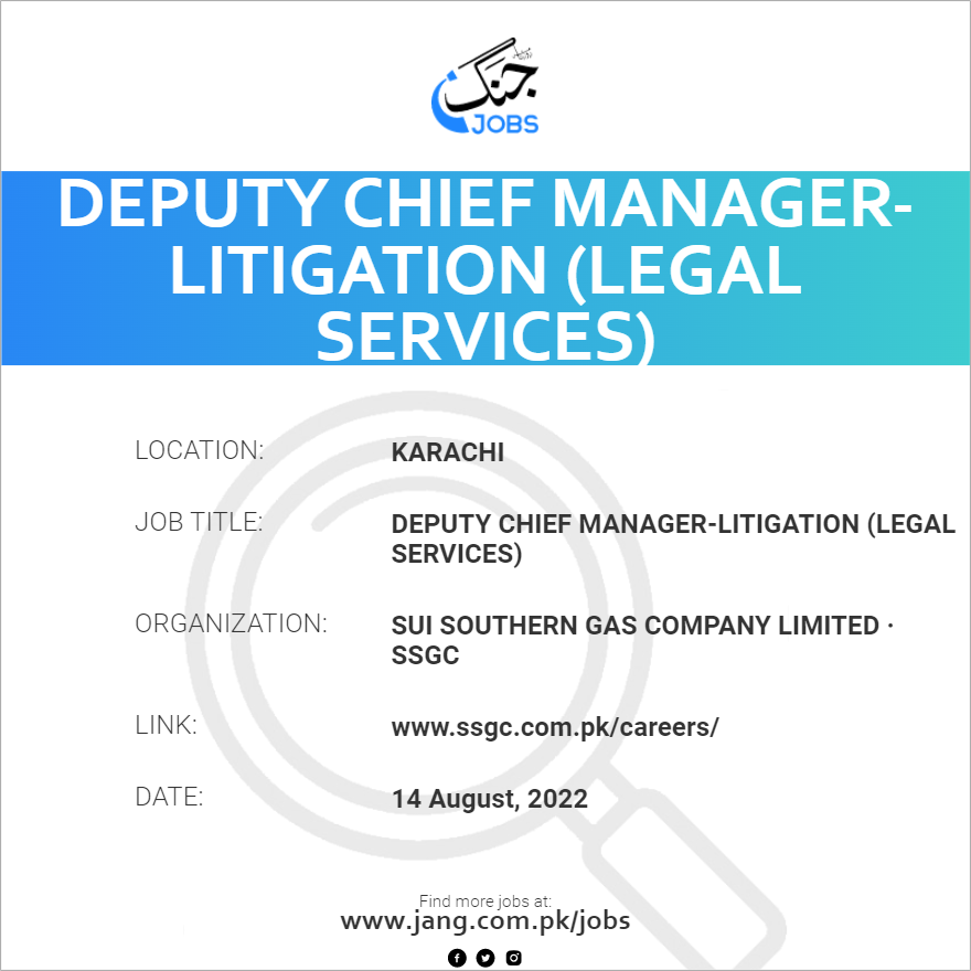 Deputy Chief Manager-Litigation (Legal Services)