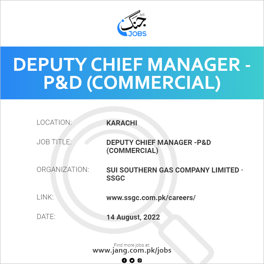 Deputy Chief Manager -P&D (Commercial)