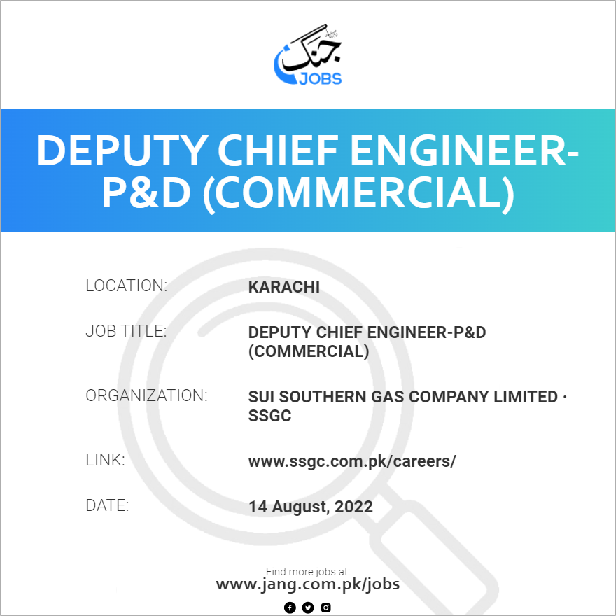 Deputy Chief Engineer-P&D (Commercial)