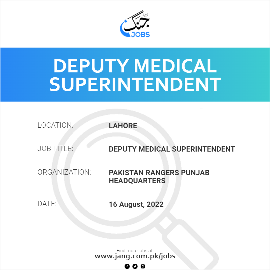 Deputy Medical superintendent