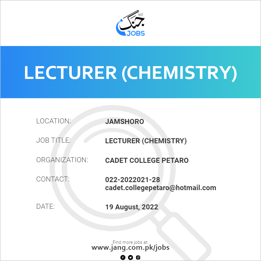 Lecturer (Chemistry)