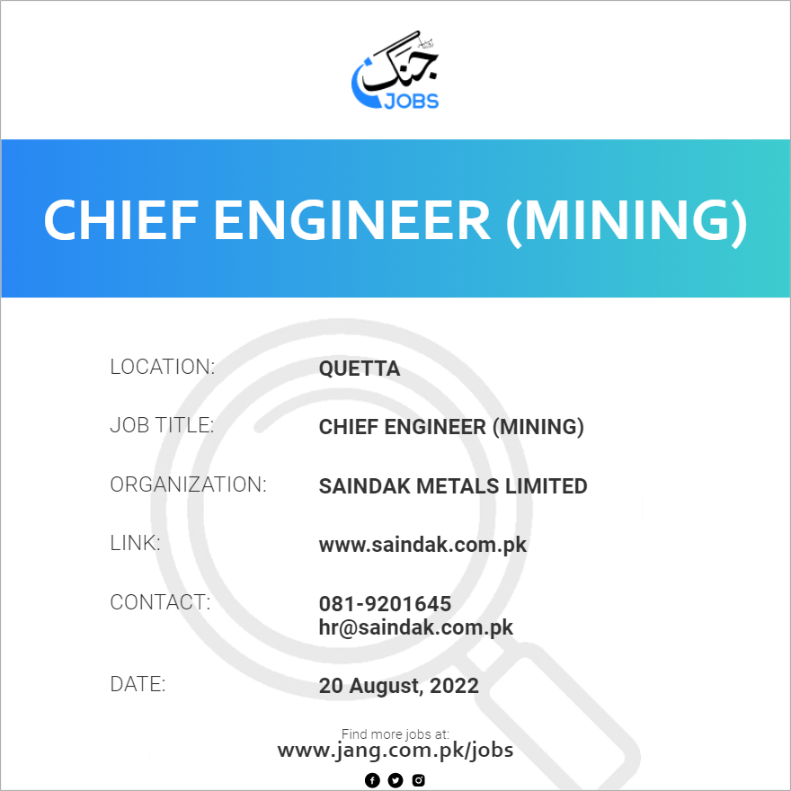 Chief Engineer (Mining)