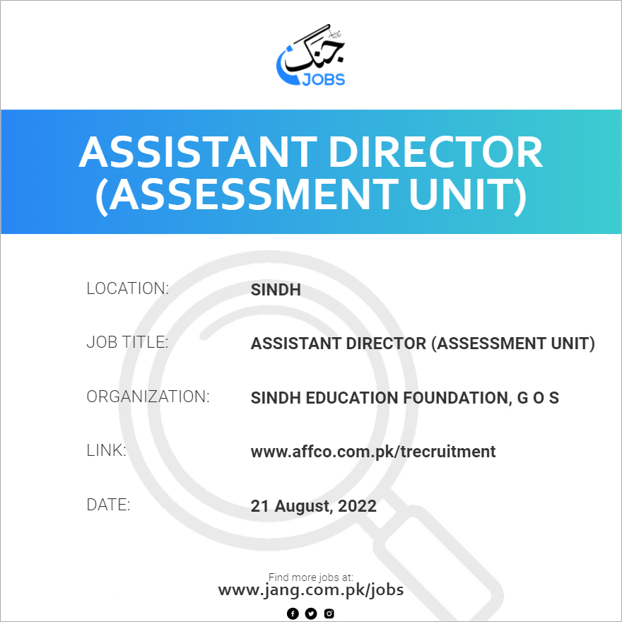 Assistant Director (Assessment Unit)