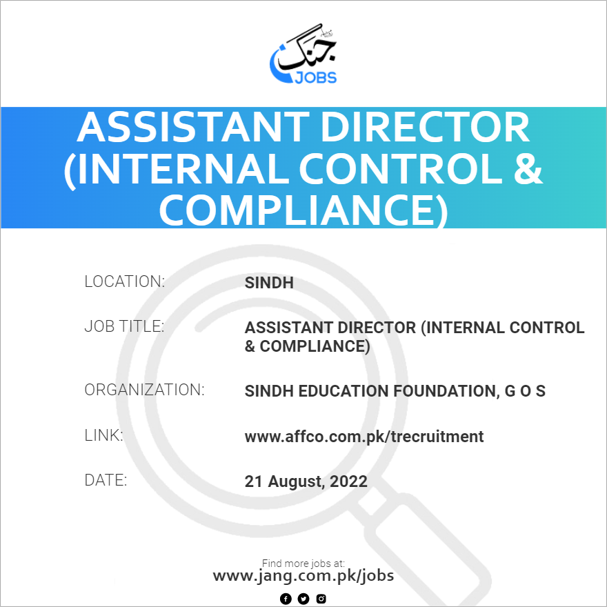 Assistant Director (Internal Control & Compliance)