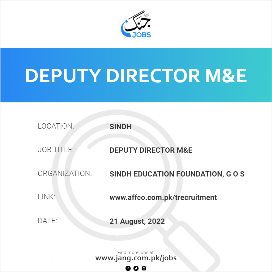 Deputy Director M&E