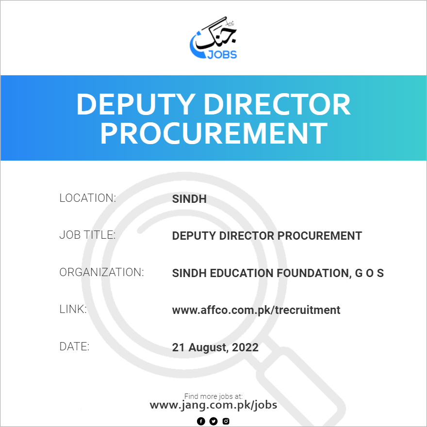 Deputy Director Procurement