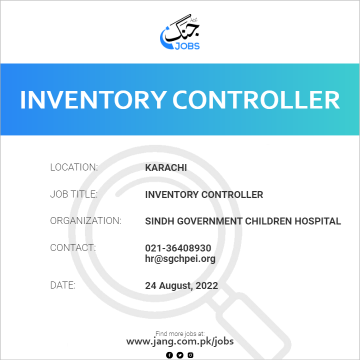 inventory-controller-job-sindh-government-children-hospital-jobs-in