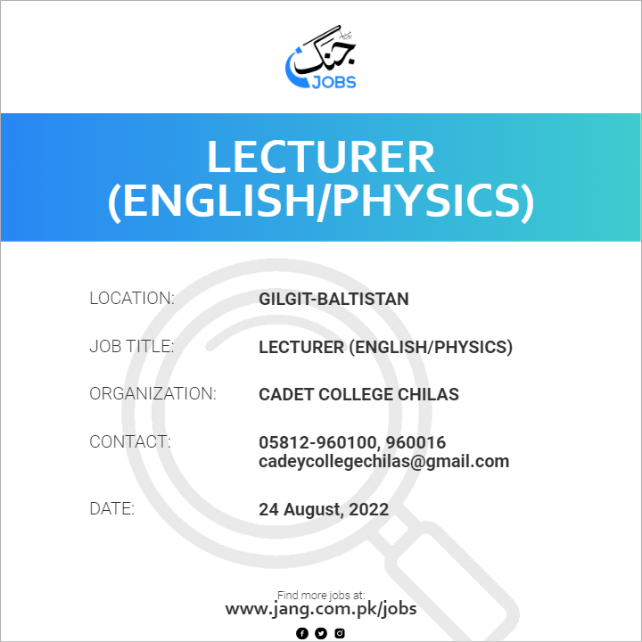 Lecturer (English/Physics)